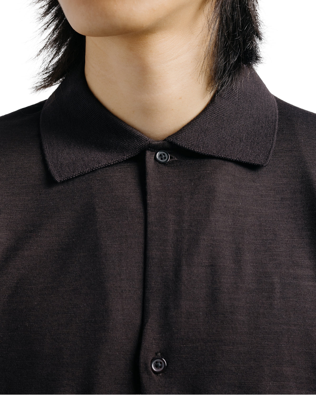 marka Shirt Cardigan Super 100's Washable Wool Jersey Dark Brown