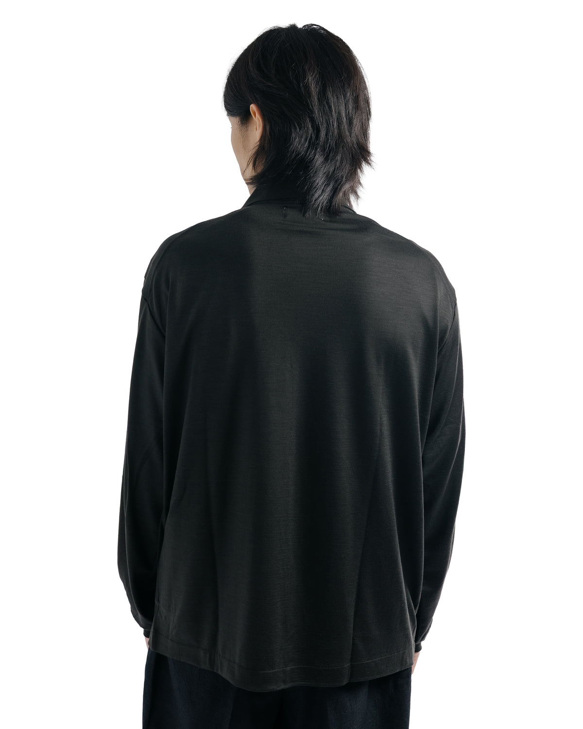 marka Shirt Cardigan Super 100's Washable Wool Jersey Dark Olive