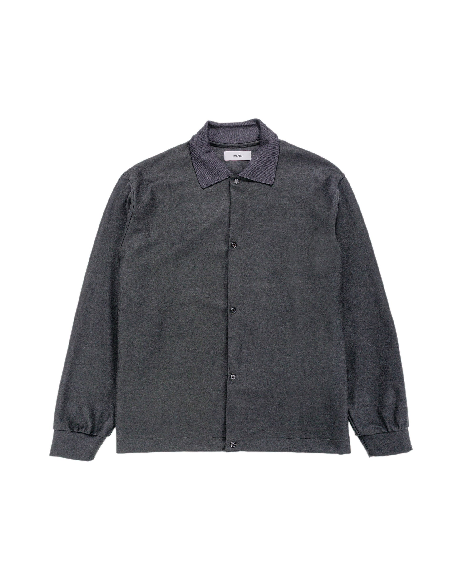 lost & found MARKAWARE marka Shirt Cardigan Super 140s Wool Knit Charcoal