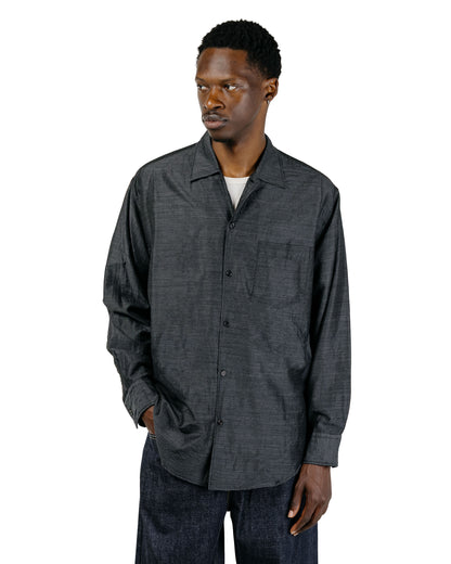 marka Silk/Wool Feather Twill Open Collar L/S Shirt Gray