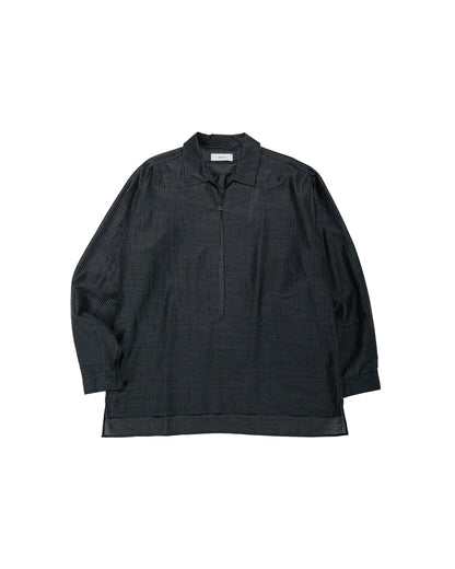 lost & found MARKAWARE marka Skipper Shirt Wool Silk Feather Cloth Charcoal Stripe