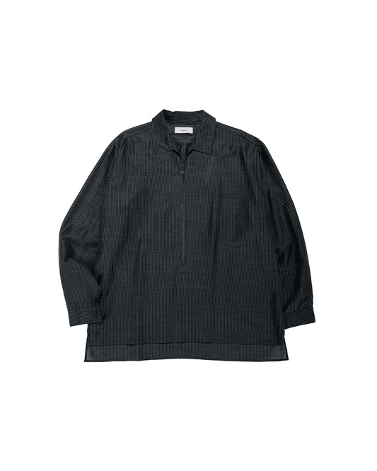 lost & found MARKAWARE marka Skipper Shirt Wool Silk Feather Cloth Charcoal Stripe