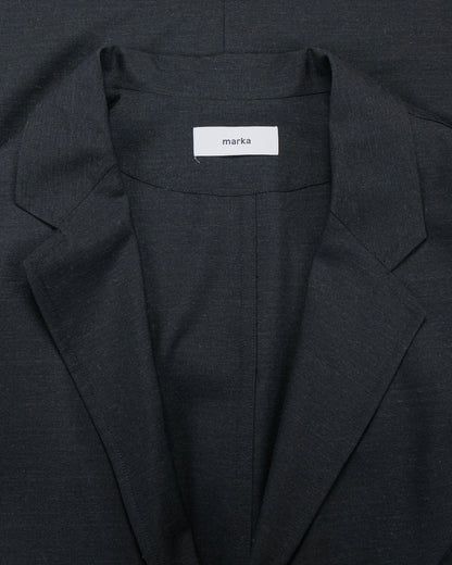 lost & found MARKAWARE marka Stroll Around Jacket 2/72 Wool Tropical Washer Chambray Black