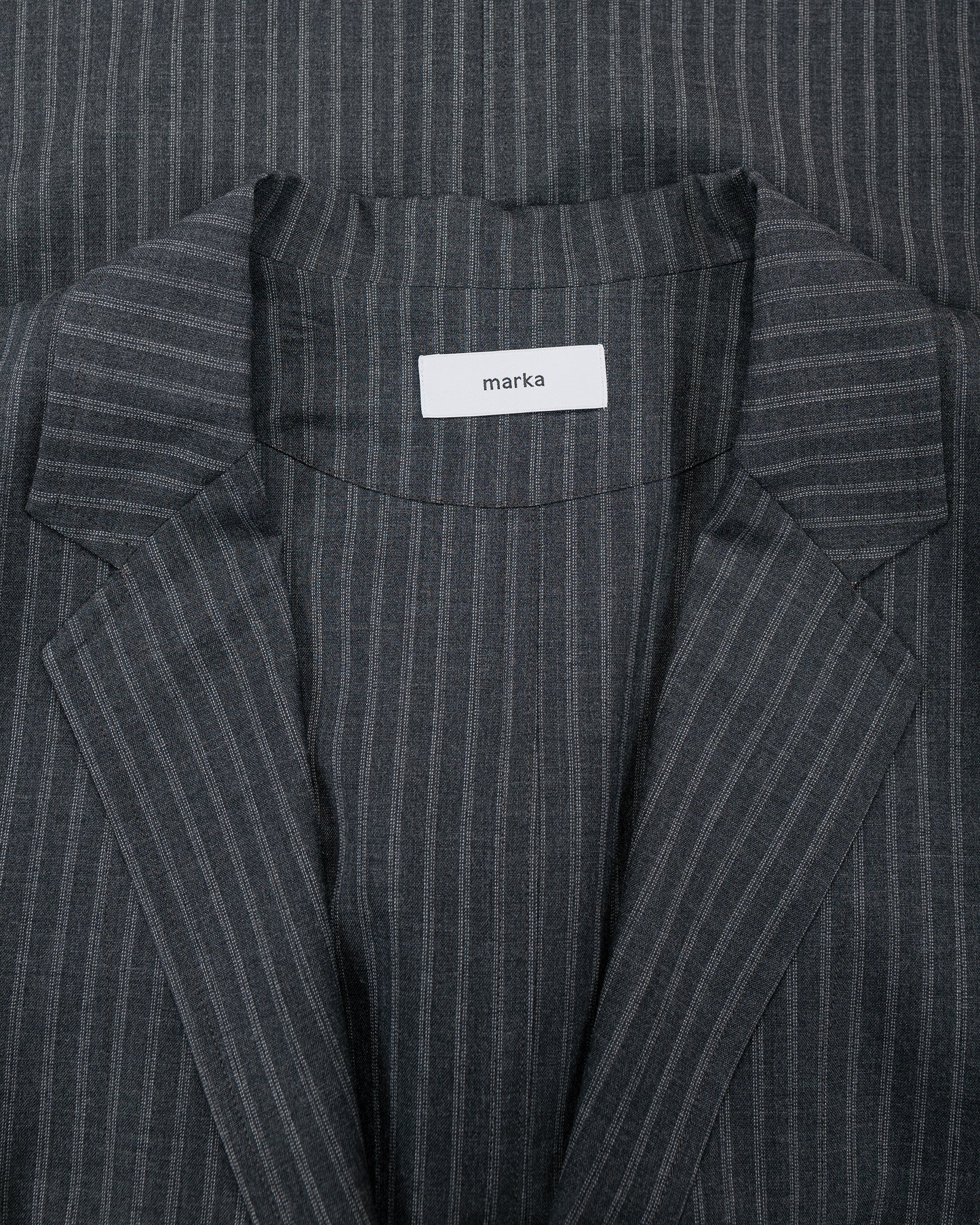 lost & found MARKAWARE marka Stroll Around Jacket 2/72 Wool Tropical Washer Gray Stripe