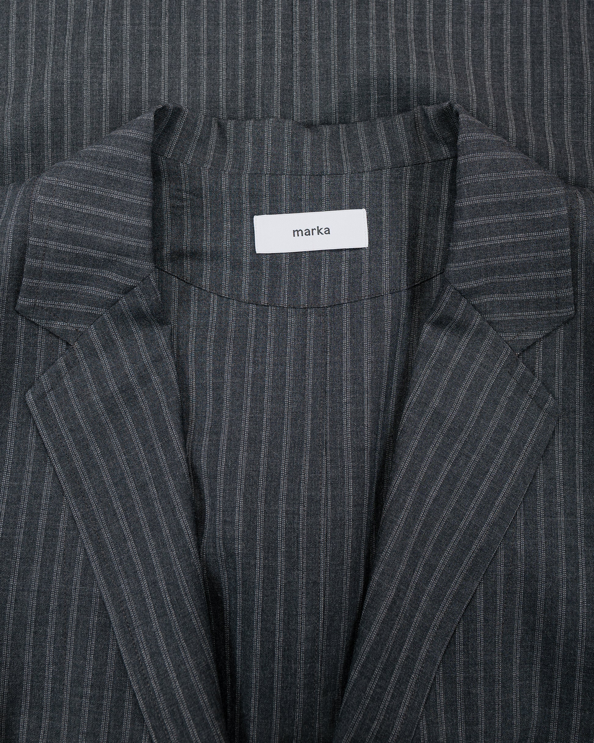 lost & found MARKAWARE marka Stroll Around Jacket 2/72 Wool Tropical Washer Gray Stripe