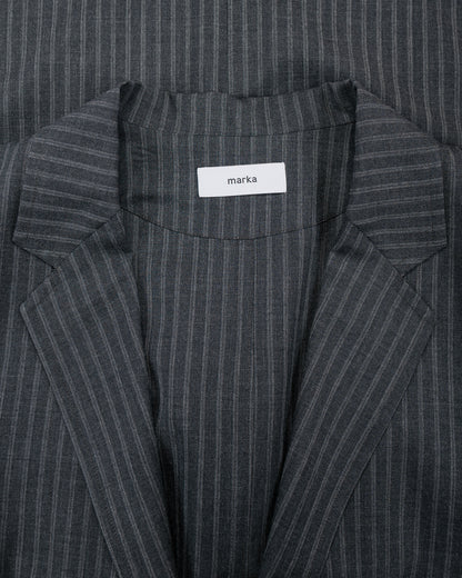 lost & found MARKAWARE marka Stroll Around Jacket 2/72 Wool Tropical Washer Gray Stripe