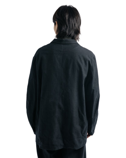 marka Stroll Around Jacket Tumbled Wool Serge Chambray Black