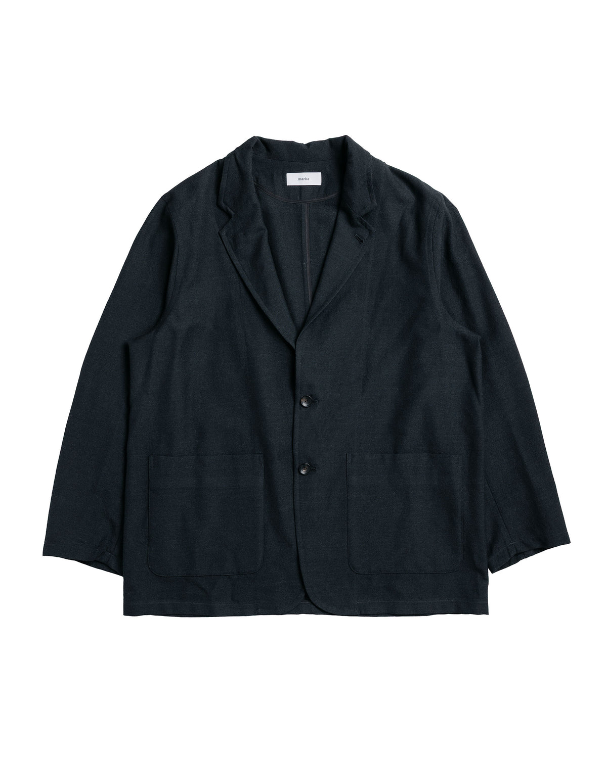 marka Stroll Around Jacket Tumbled Wool Serge Chambray Black