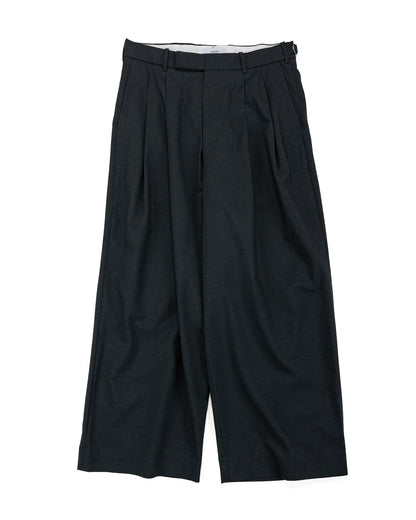 lost & found MARKAWARE marka Two Tuck Baggy Trousers 2/72 Wool Tropical Washer Chambray Black