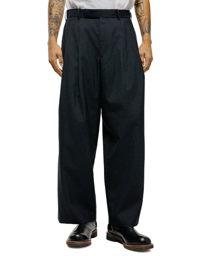 lost & found MARKAWARE marka Two Tuck Baggy Trousers 2/72 Wool Tropical Washer Chambray Black