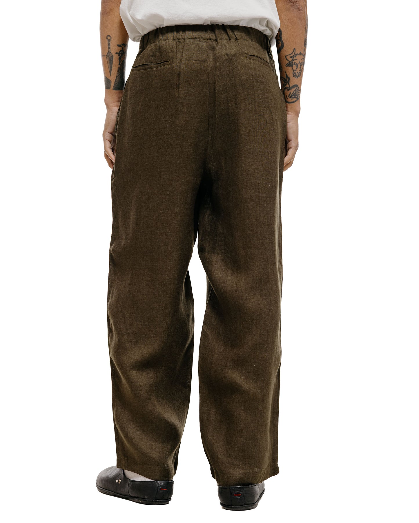 marka Wide Cylinder Fit Easy Pants Linen Gauze Double Cloth Olive