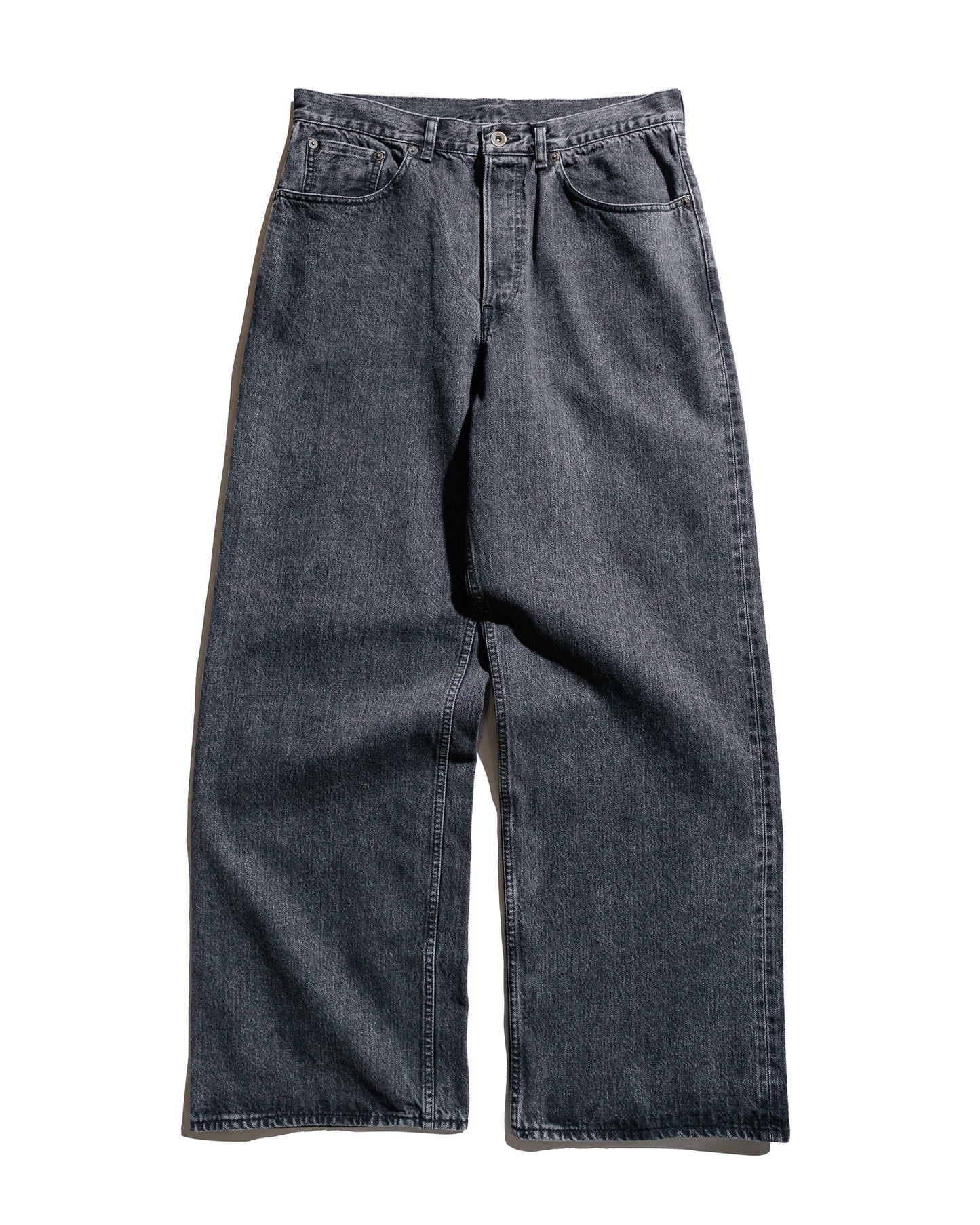 lost & found MARKAWARE marka Wide Leg Jeans Organic Cotton 13.5oz Selvedge Denim Faded Black