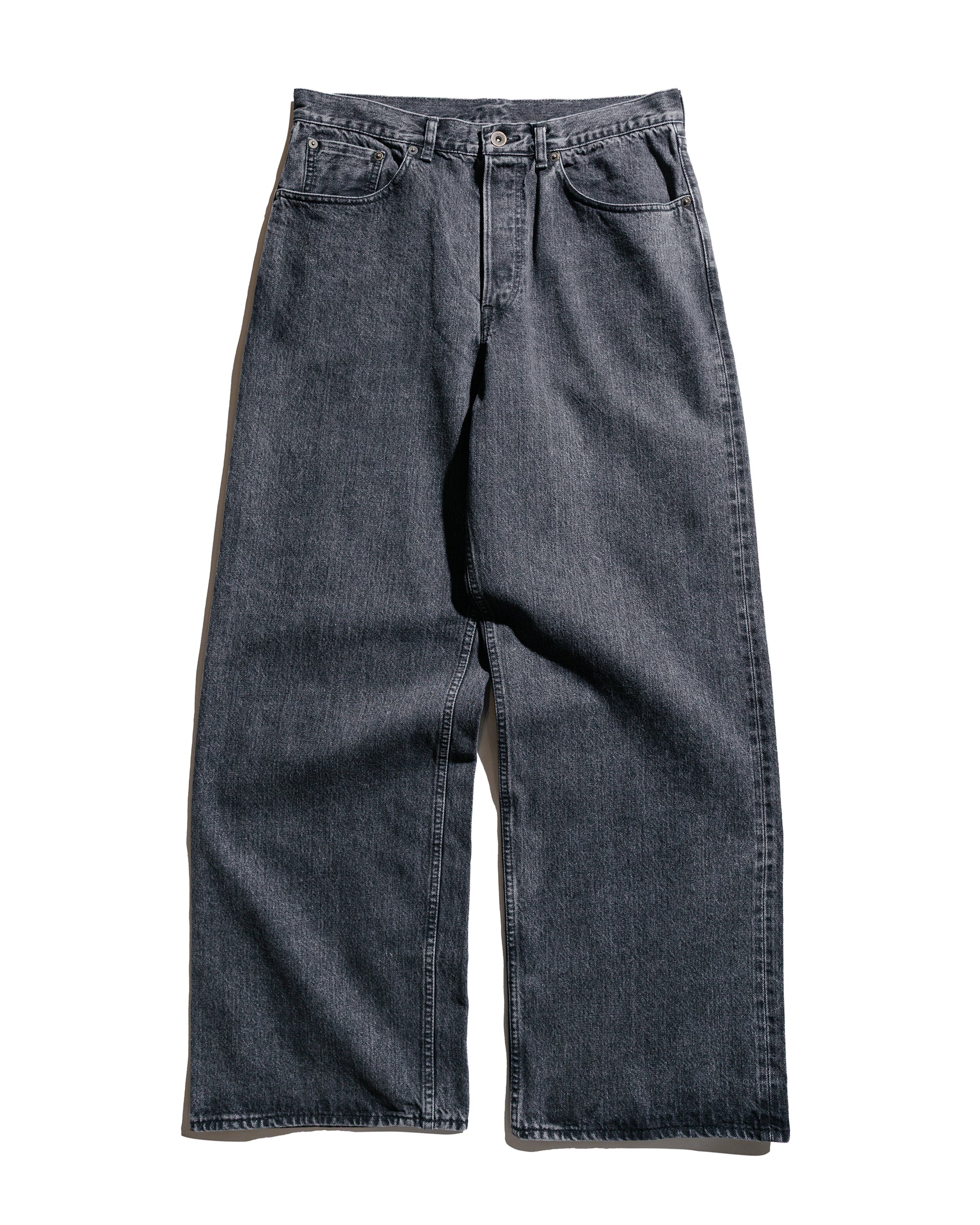 lost & found MARKAWARE marka Wide Leg Jeans Organic Cotton 13.5oz Selvedge Denim Faded Black