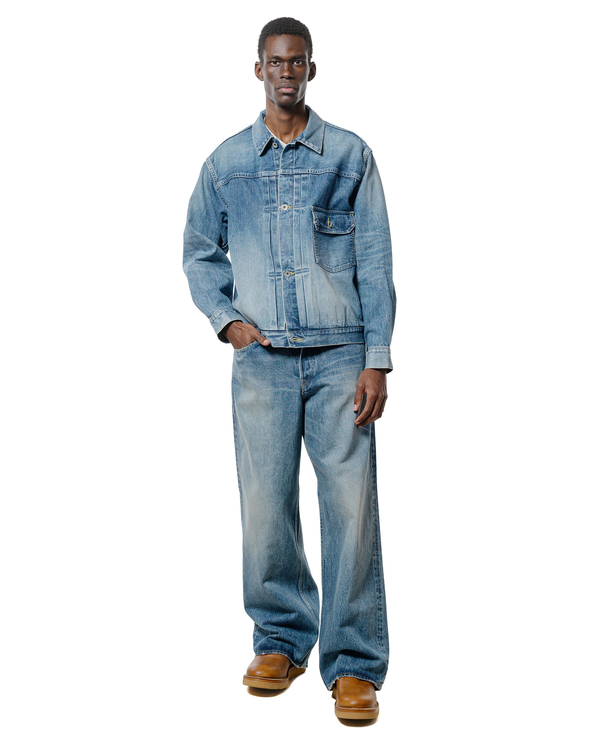 lost & found MARKAWARE marka Wide Leg Jeans Organic Cotton 13.5oz Selvedge Denim Used Washed
