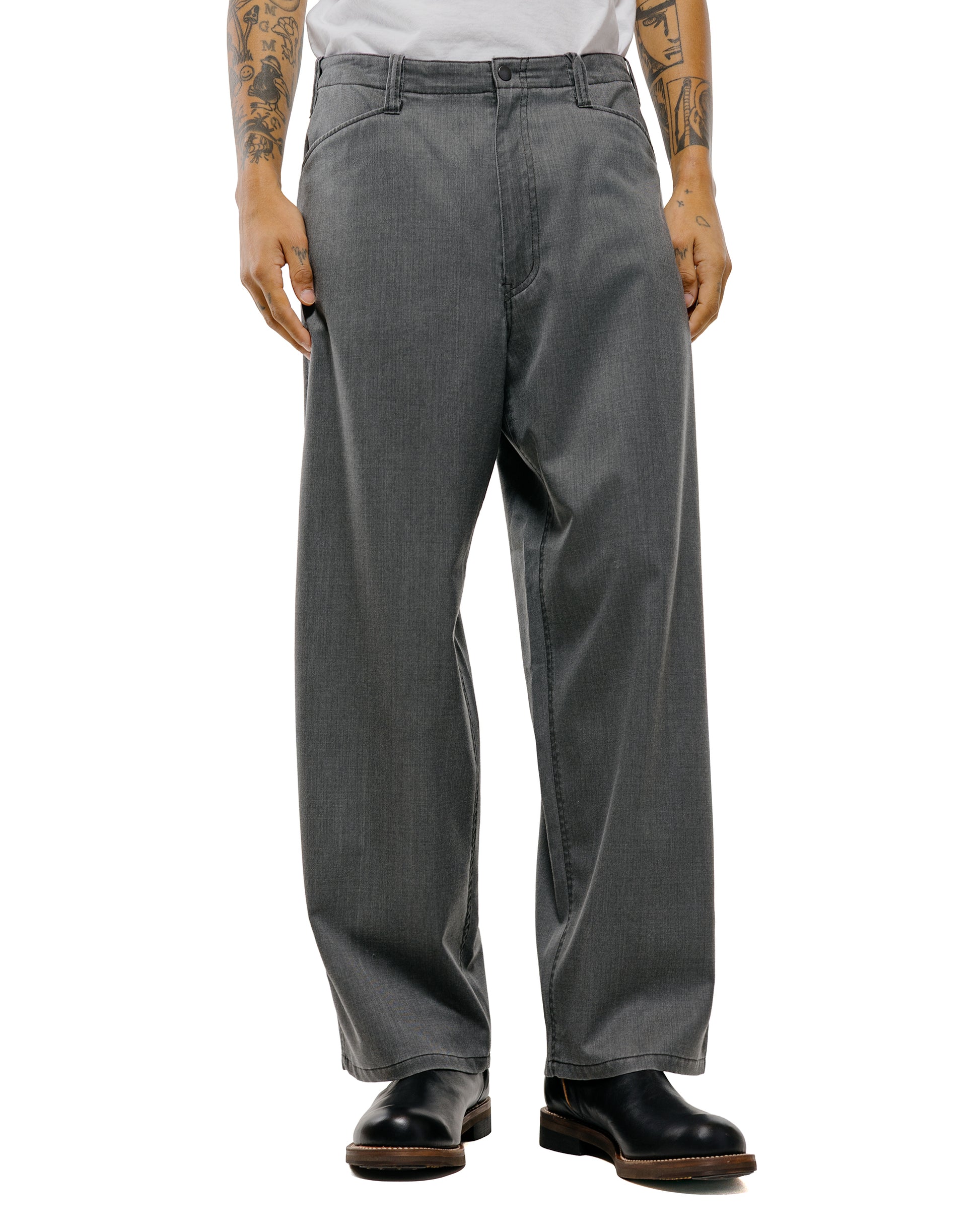 lost & found MARKAWARE marka Work Pants Wool Gabardine Pigment Print Charcoal Gray