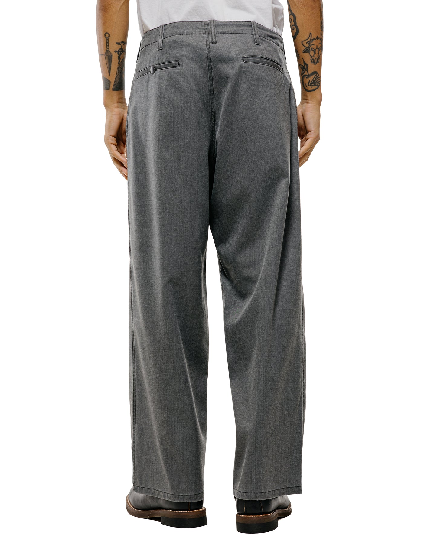 lost & found MARKAWARE marka Work Pants Wool Gabardine Pigment Print Charcoal Gray