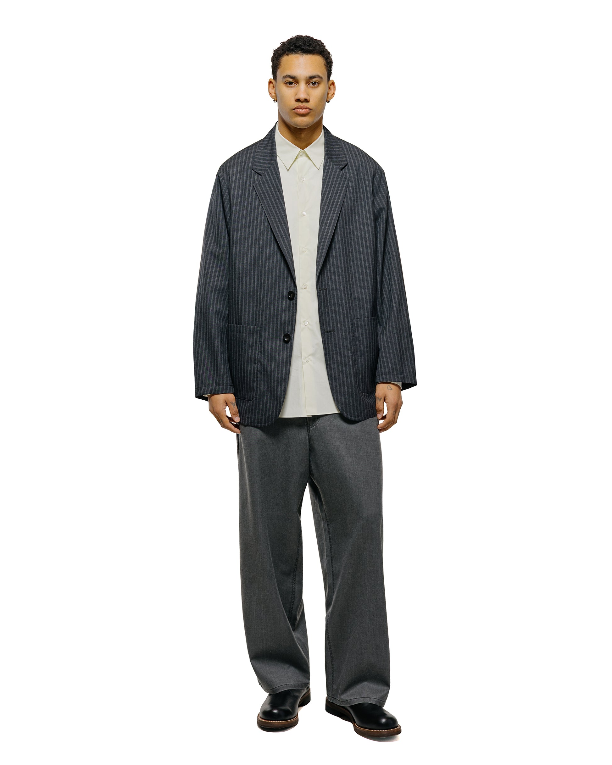 lost & found MARKAWARE marka Work Pants Wool Gabardine Pigment Print Charcoal Gray