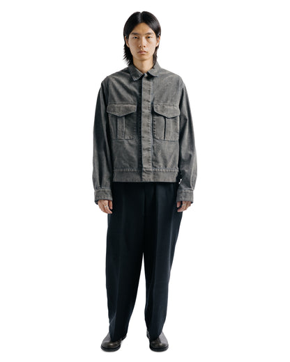 marka Canadian Military Jacket Velvet-Flocked Organic Cotton Denim Gray