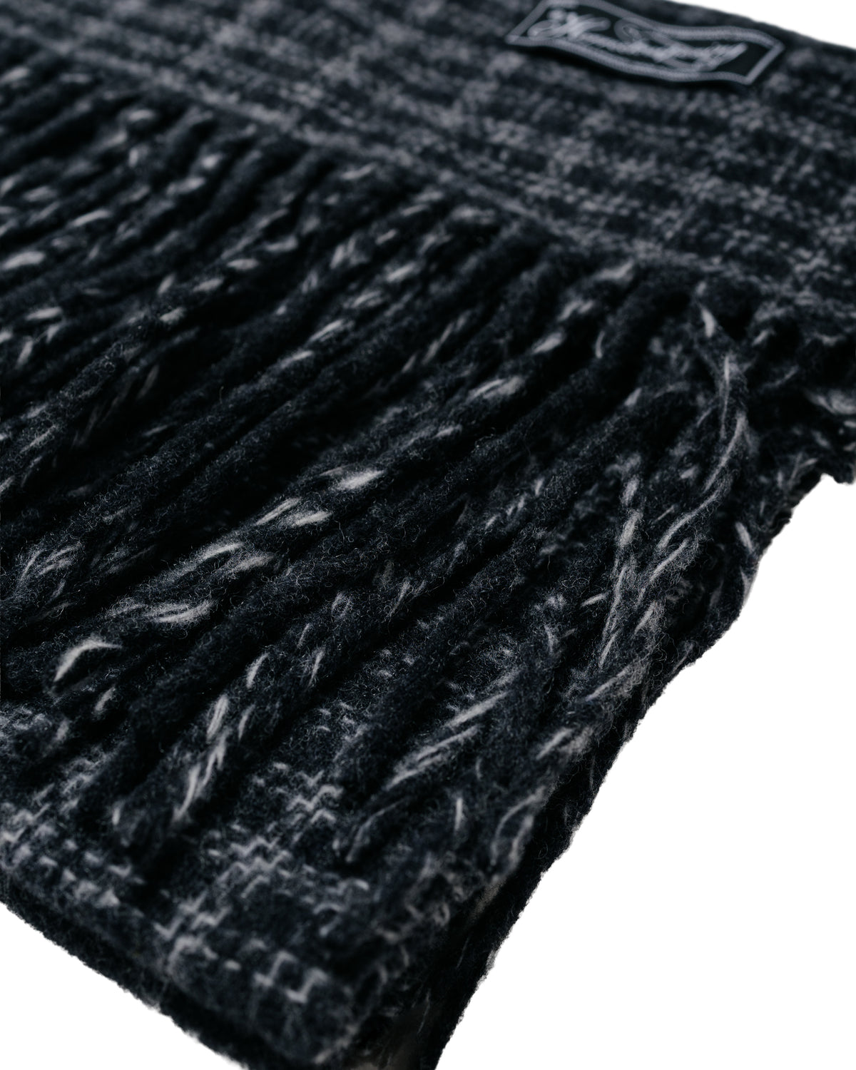 mfpen Facade Fringe Scarf Charcoal Fence Check