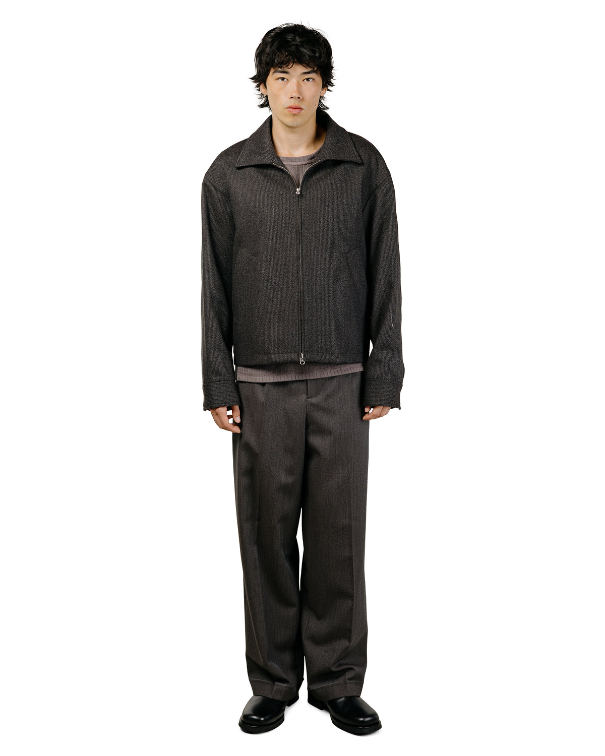 mfpen Mail Jacket Brown Melange Stripe