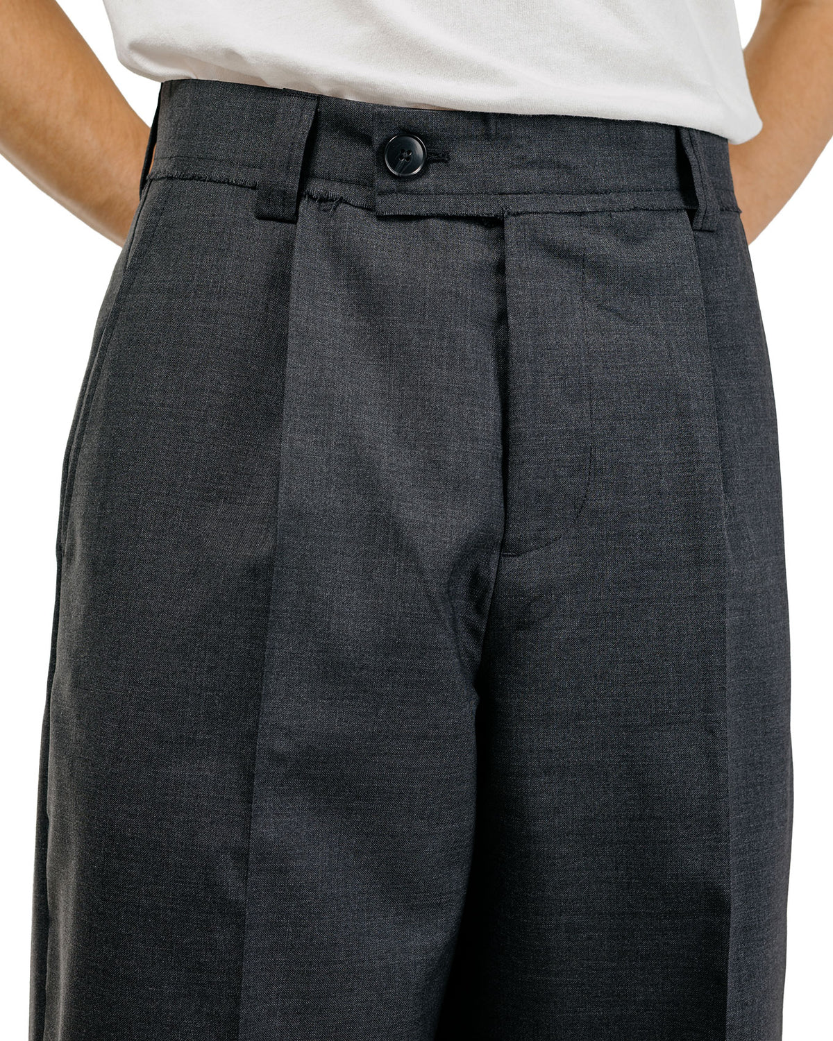 mfpen Patch Trousers Dark Grey Dry Wool
