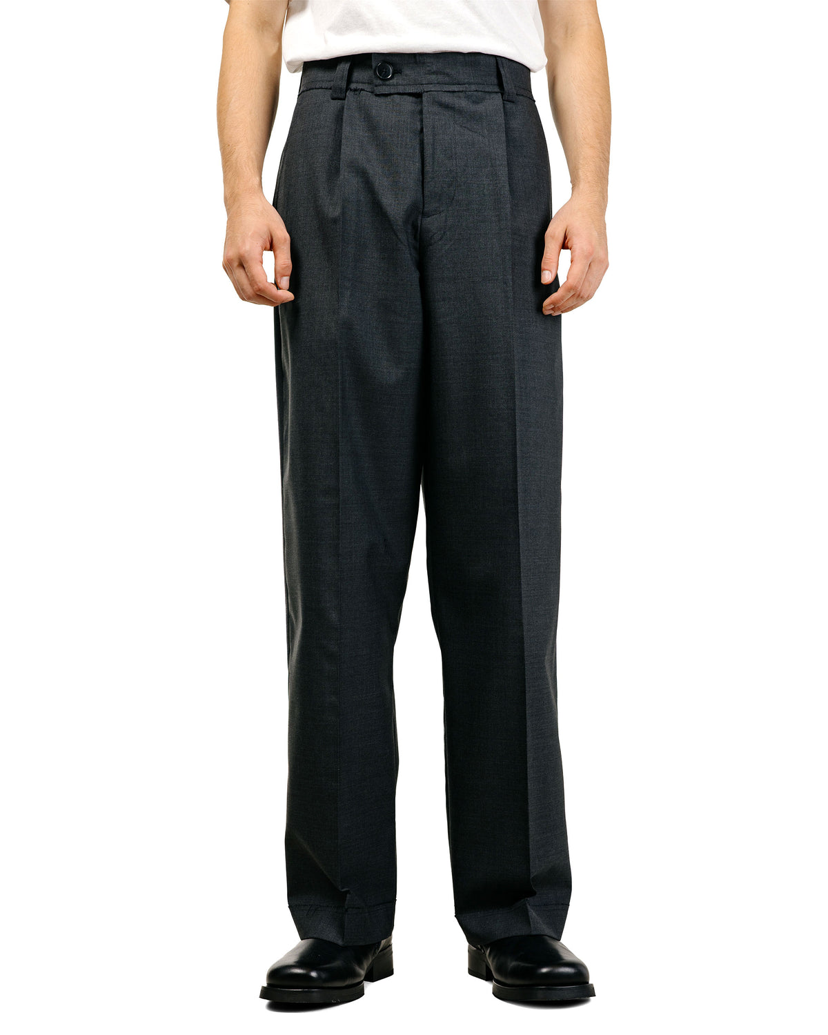 mfpen Patch Trousers Dark Grey Dry Wool