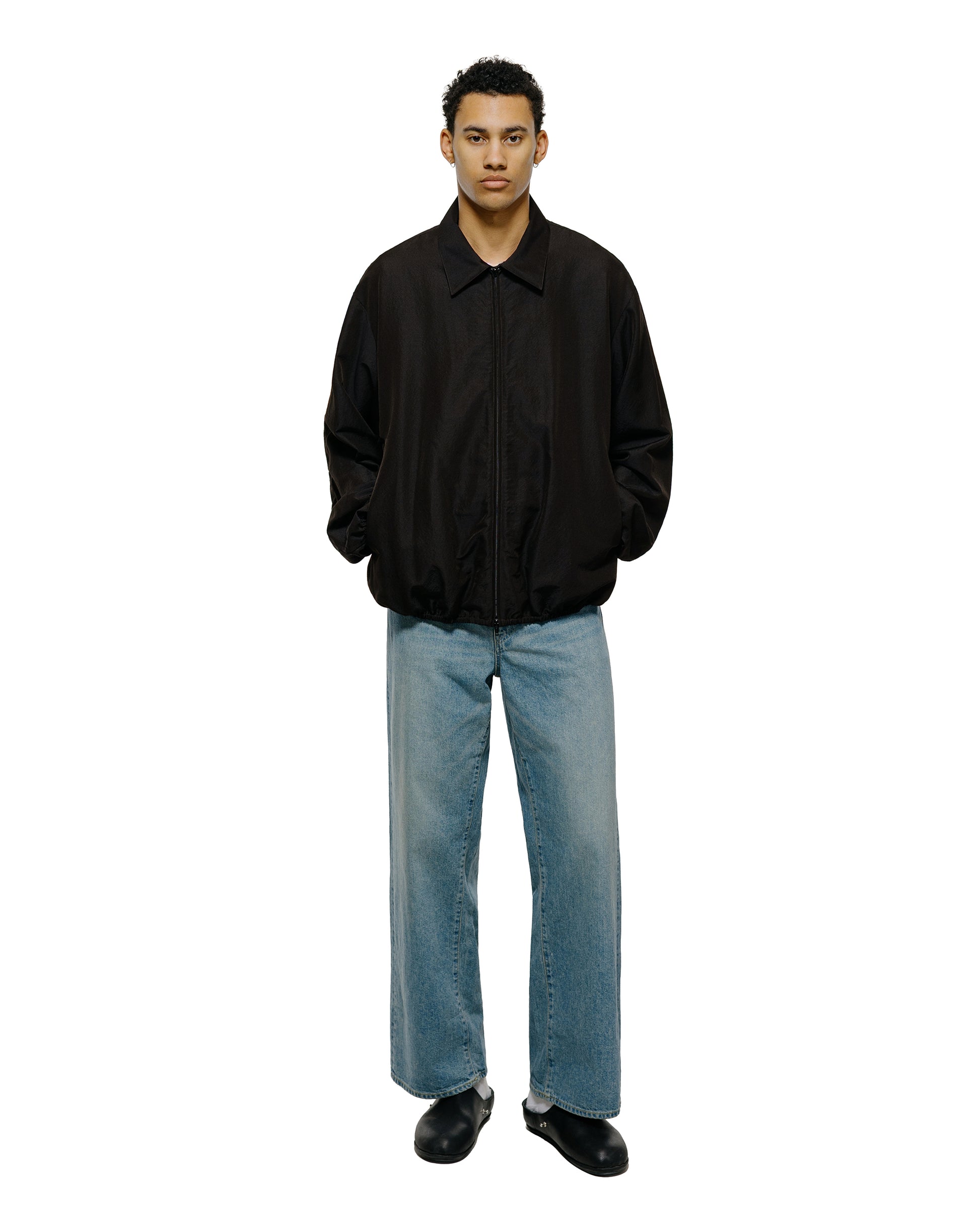 lost & found ssstein ssstein Wool Silk Collared Zip Jacket Dark Charcoal