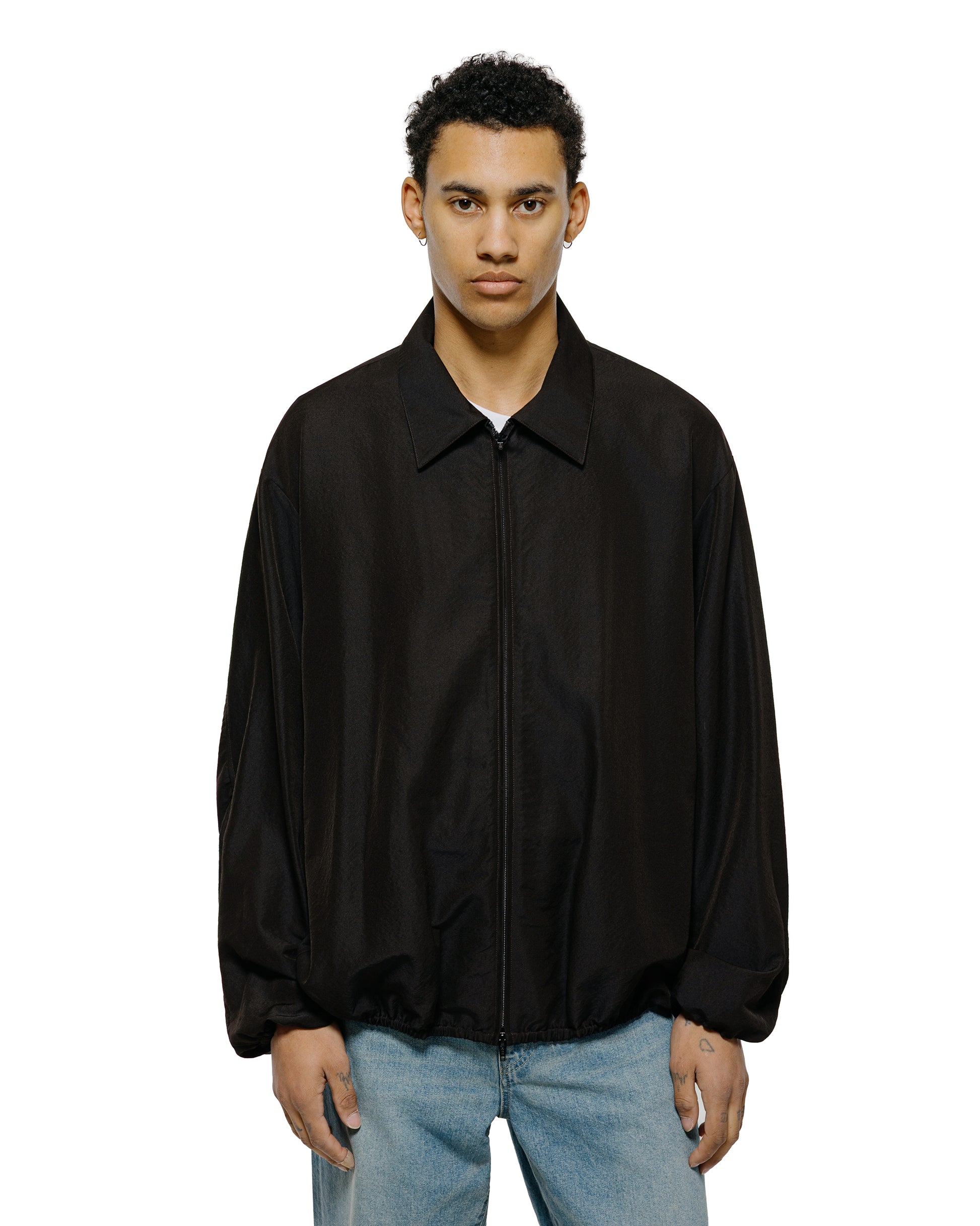 lost & found ssstein ssstein Wool Silk Collared Zip Jacket Dark Charcoal