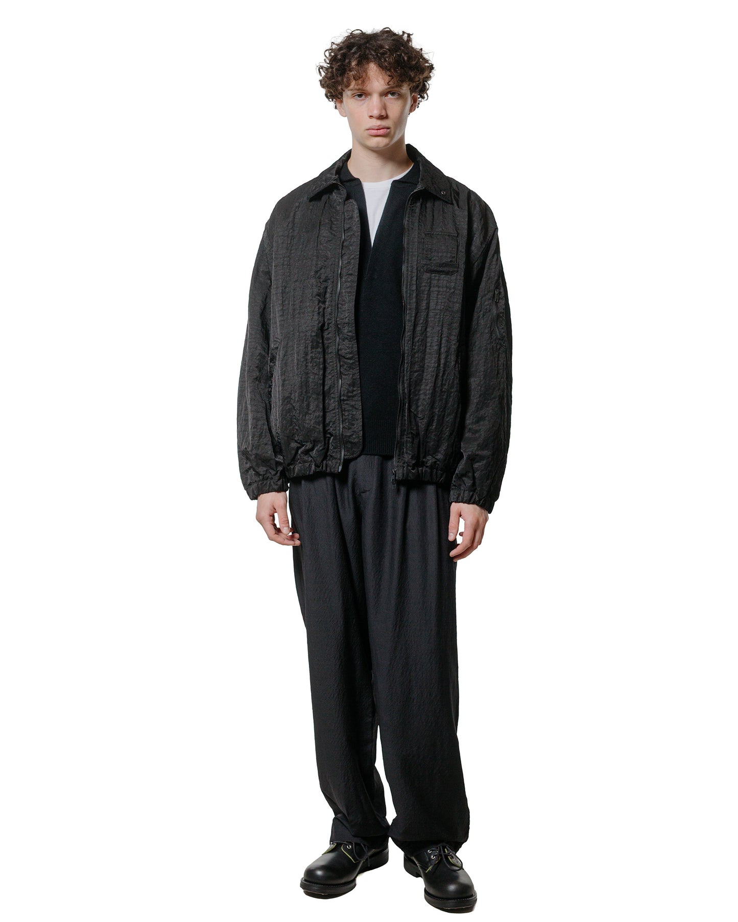 lost & found ssstein ssstein Bio Washed Nylon Oversized Fight Jacket Black