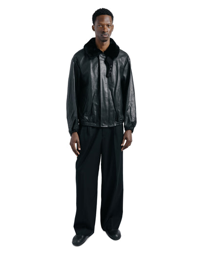 ssstein Mouton Collar Calf Zip Jacket Black