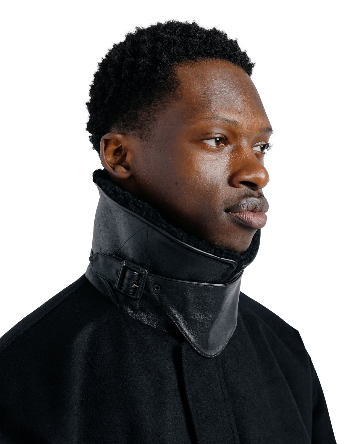 lost & found ssstein ssstein Mouton Collar Wool Cashmere Padded Jacket Black