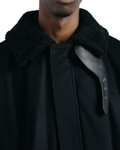 lost & found ssstein ssstein Mouton Collar Wool Cashmere Padded Jacket Black