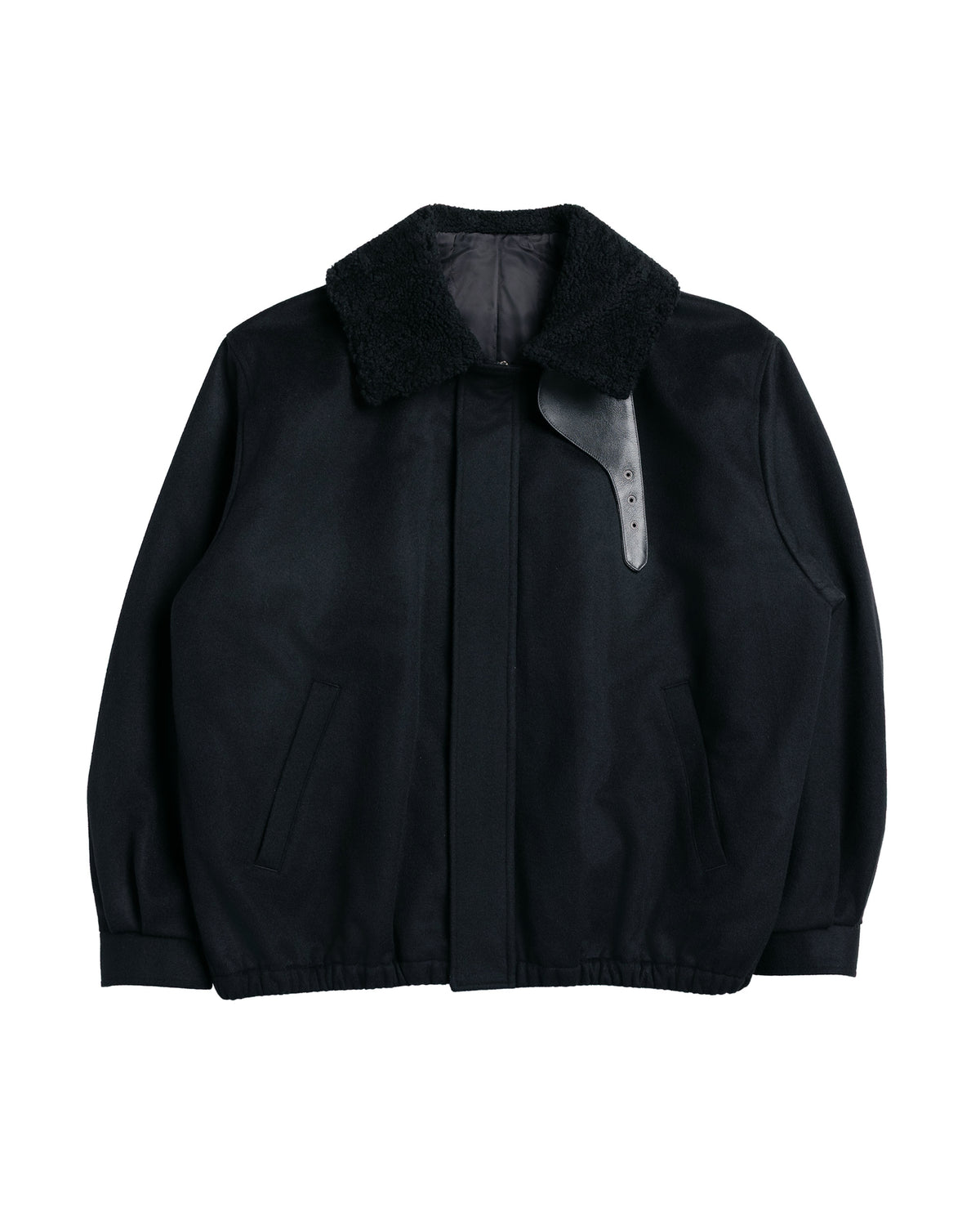 lost & found ssstein ssstein Mouton Collar Wool Cashmere Padded Jacket Black