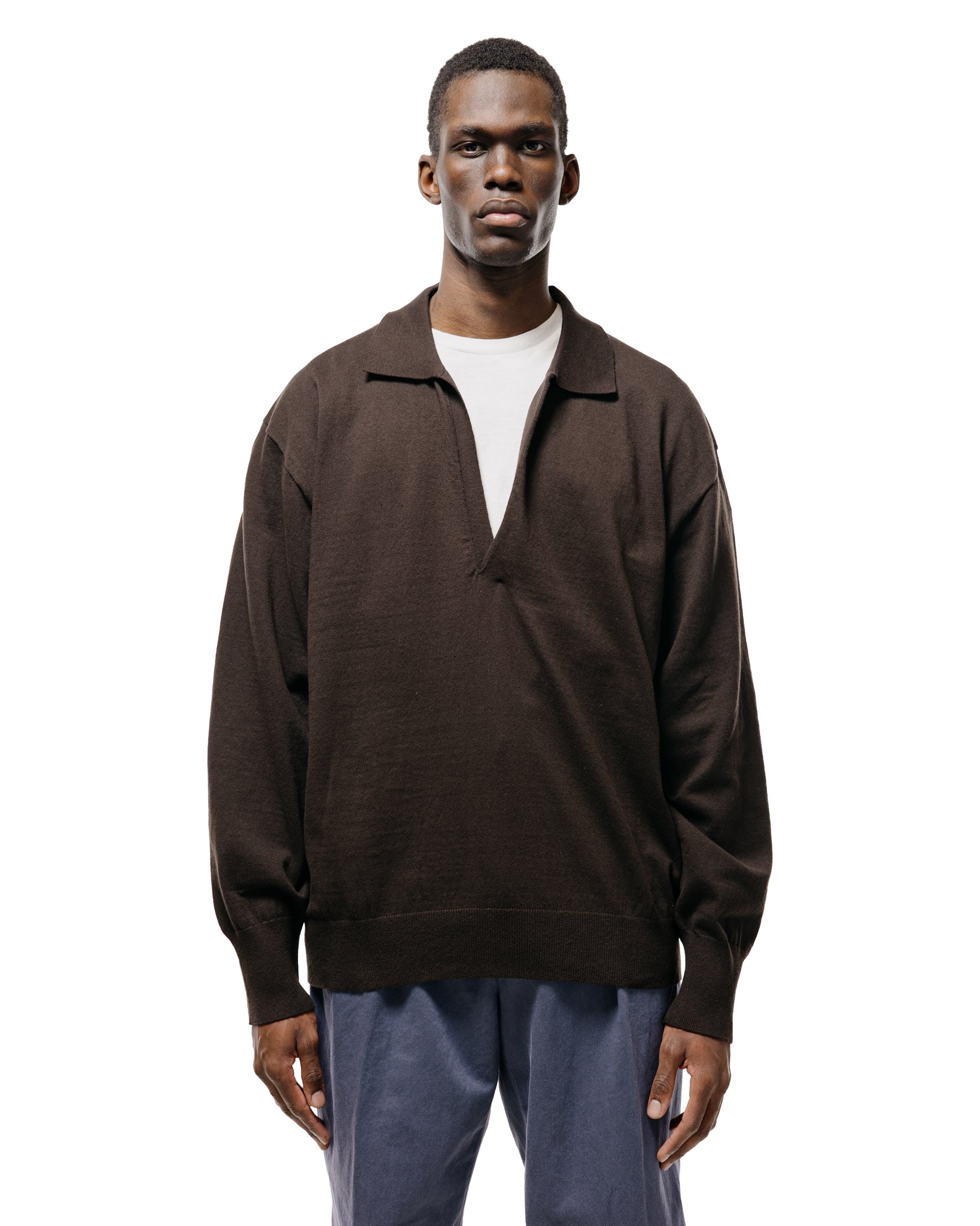 lost & found ssstein ssstein Organic Cotton Knit Skipper LS Dark Brown