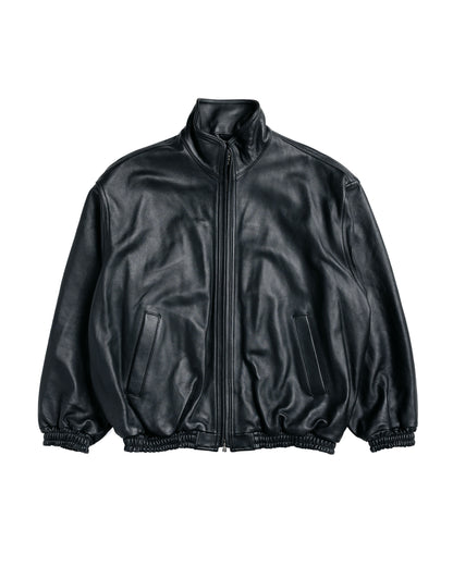 ssstein Sheep Leather Stand Collar Jacket Black