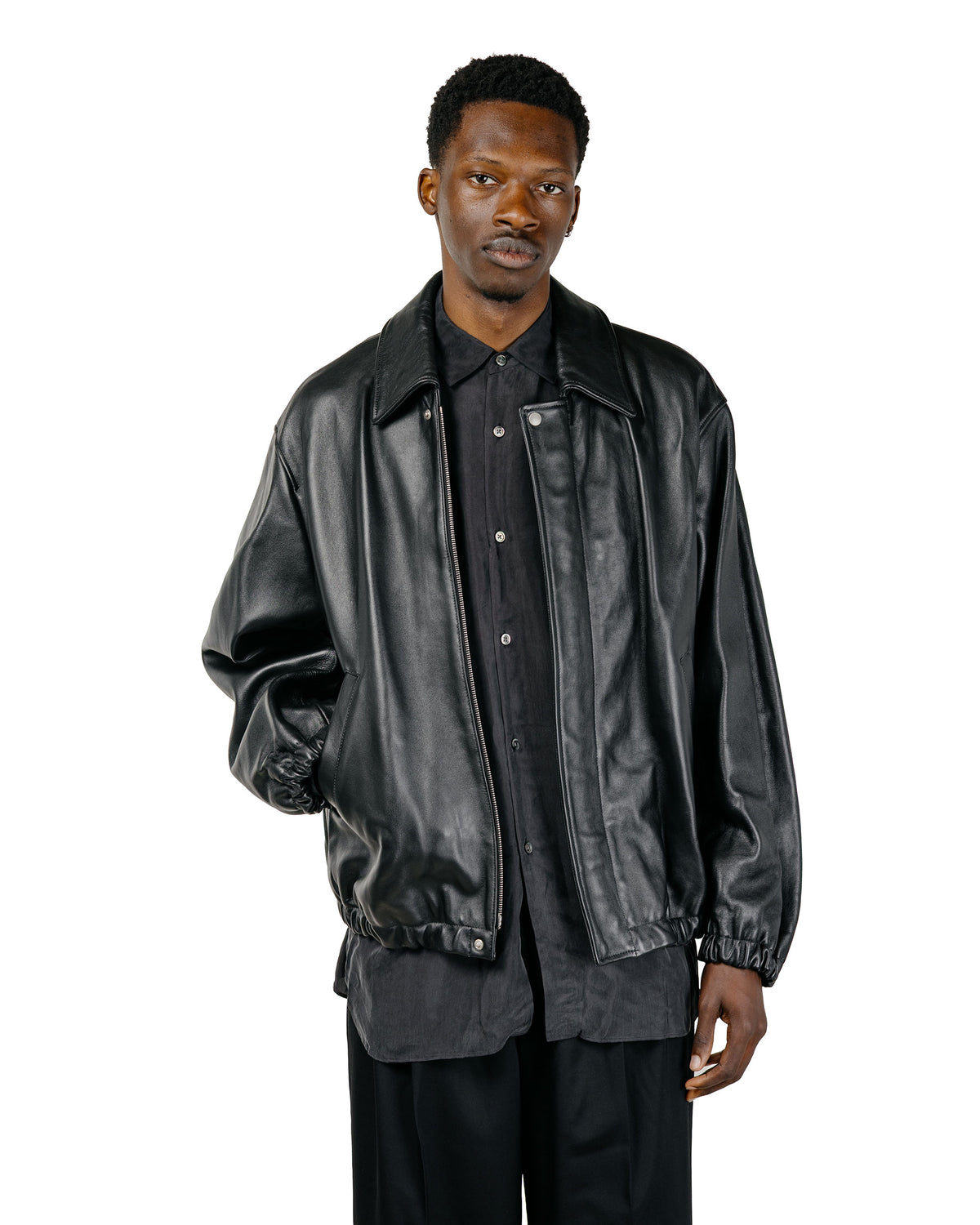lost & found ssstein ssstein Sheep Leather Zip Short Jacket Black