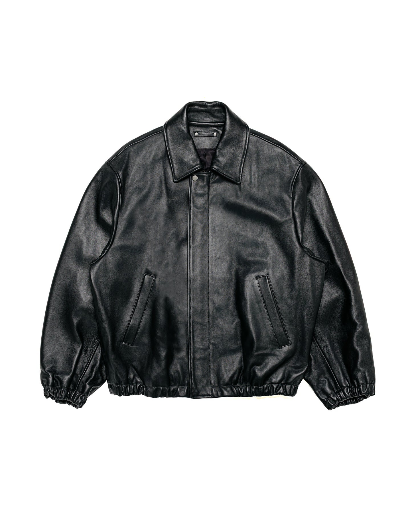 ssstein Sheep Leather Zip Short Jacket Black