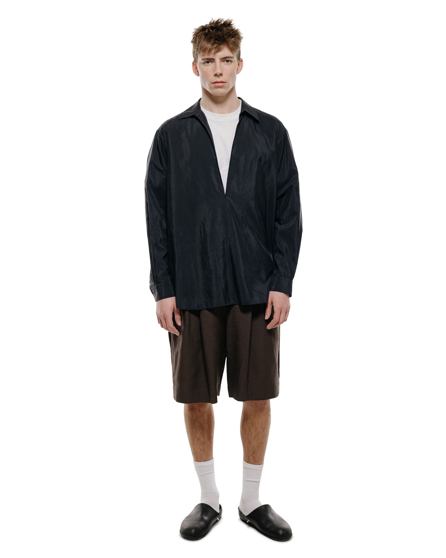 lost & found ssstein ssstein Silk Nylon Skipper Shirt Black
