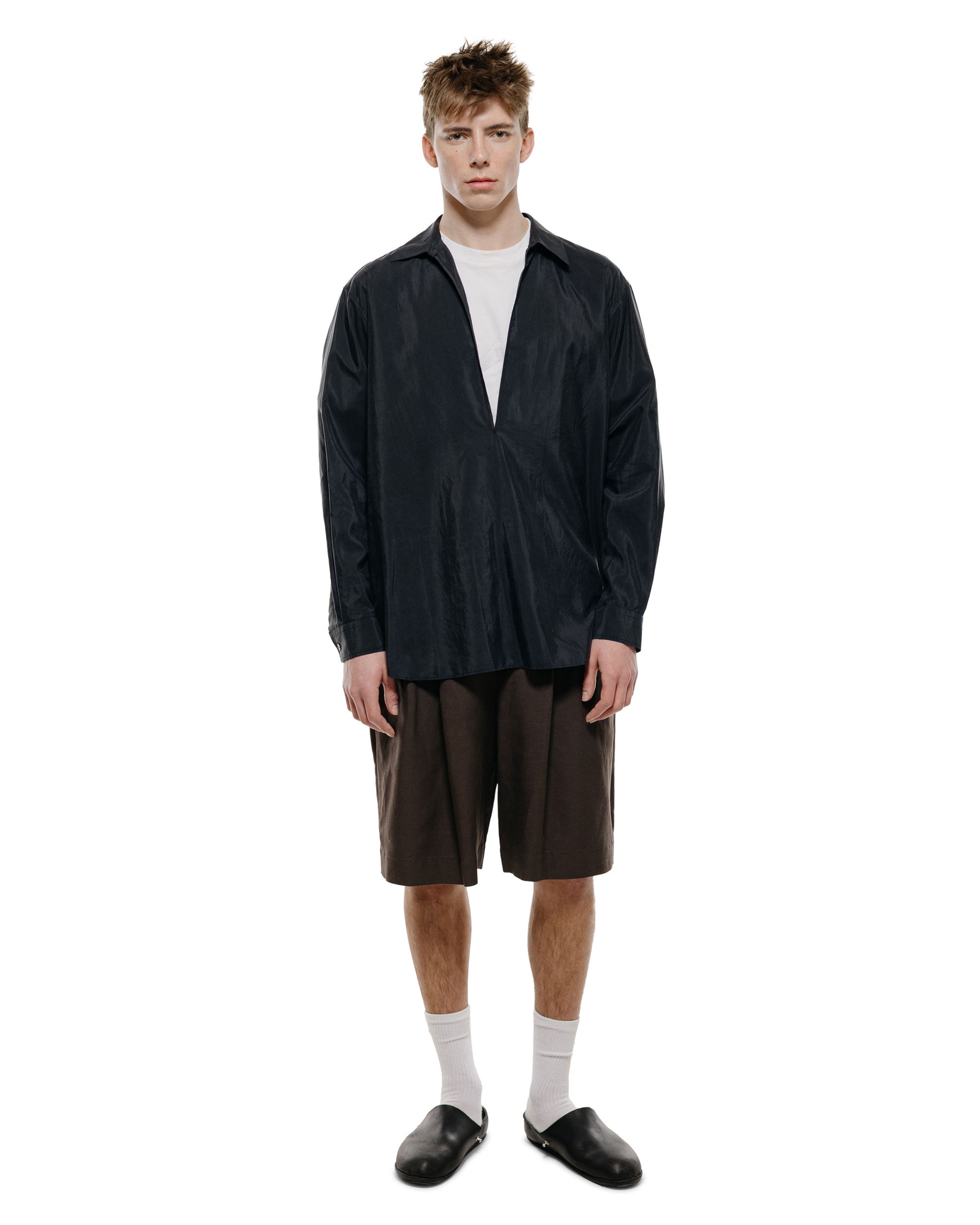 lost & found ssstein ssstein Silk Nylon Skipper Shirt Black