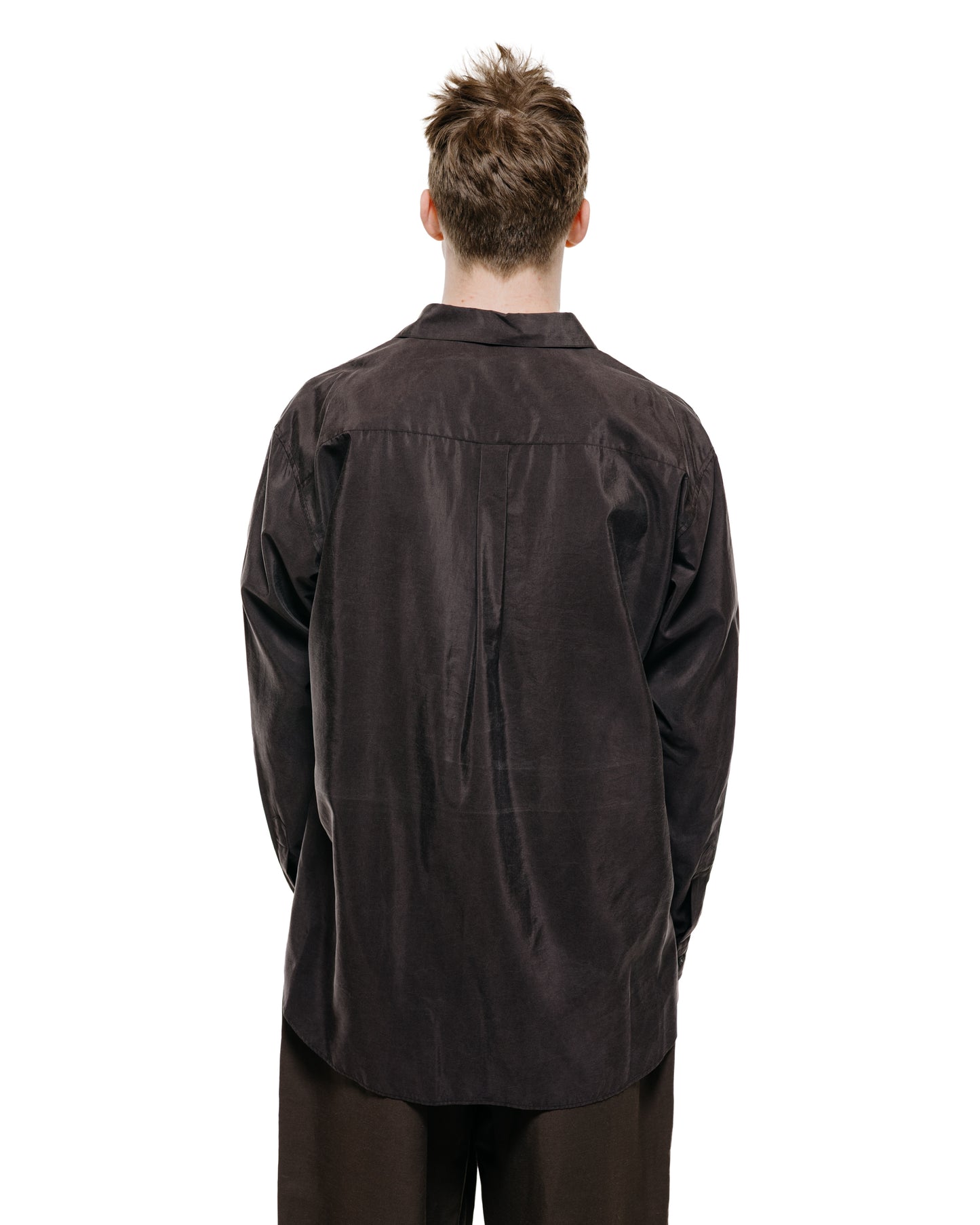 lost & found ssstein ssstein Silk Nylon Skipper Shirt Charcoal Brown