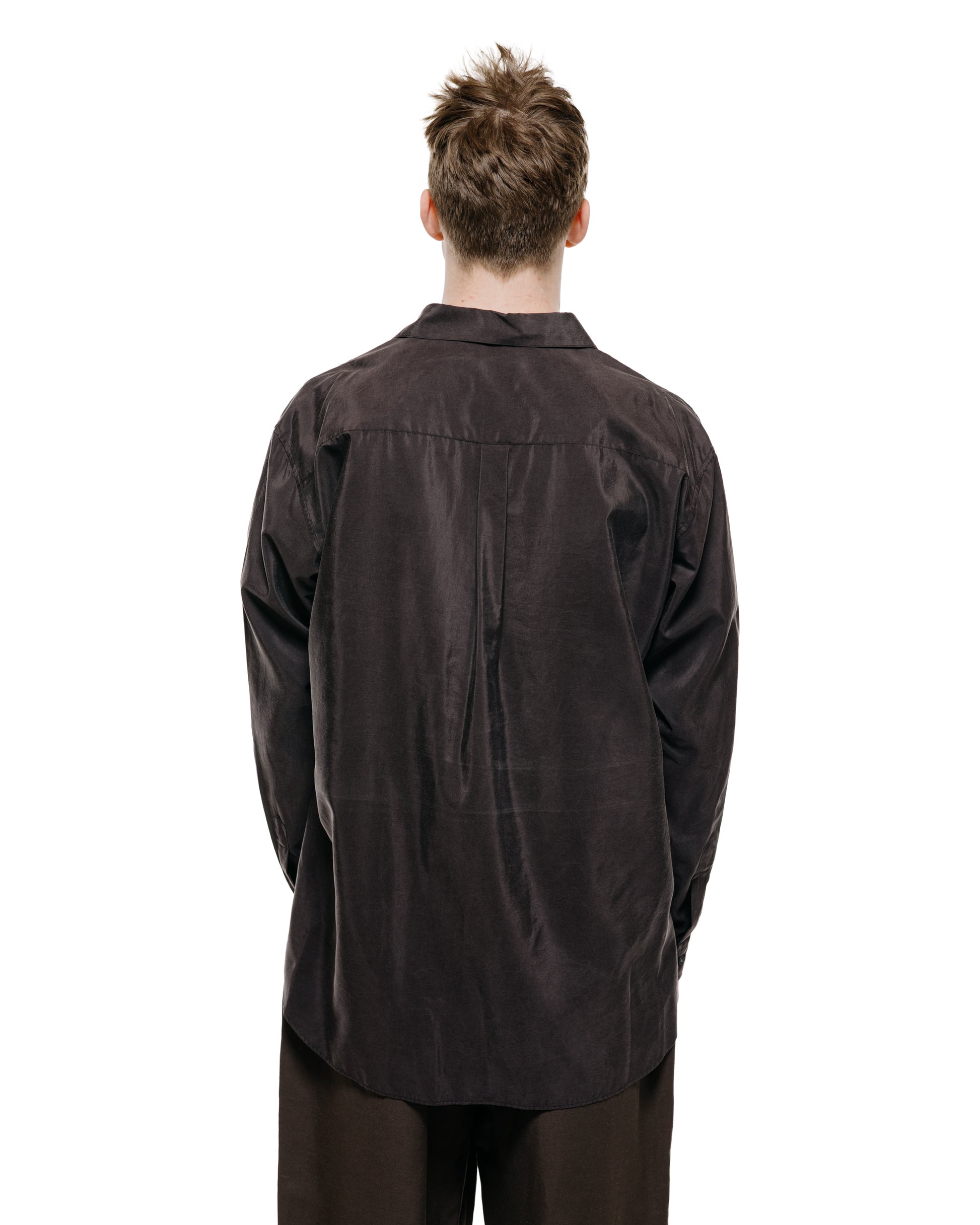 lost & found ssstein ssstein Silk Nylon Skipper Shirt Charcoal Brown