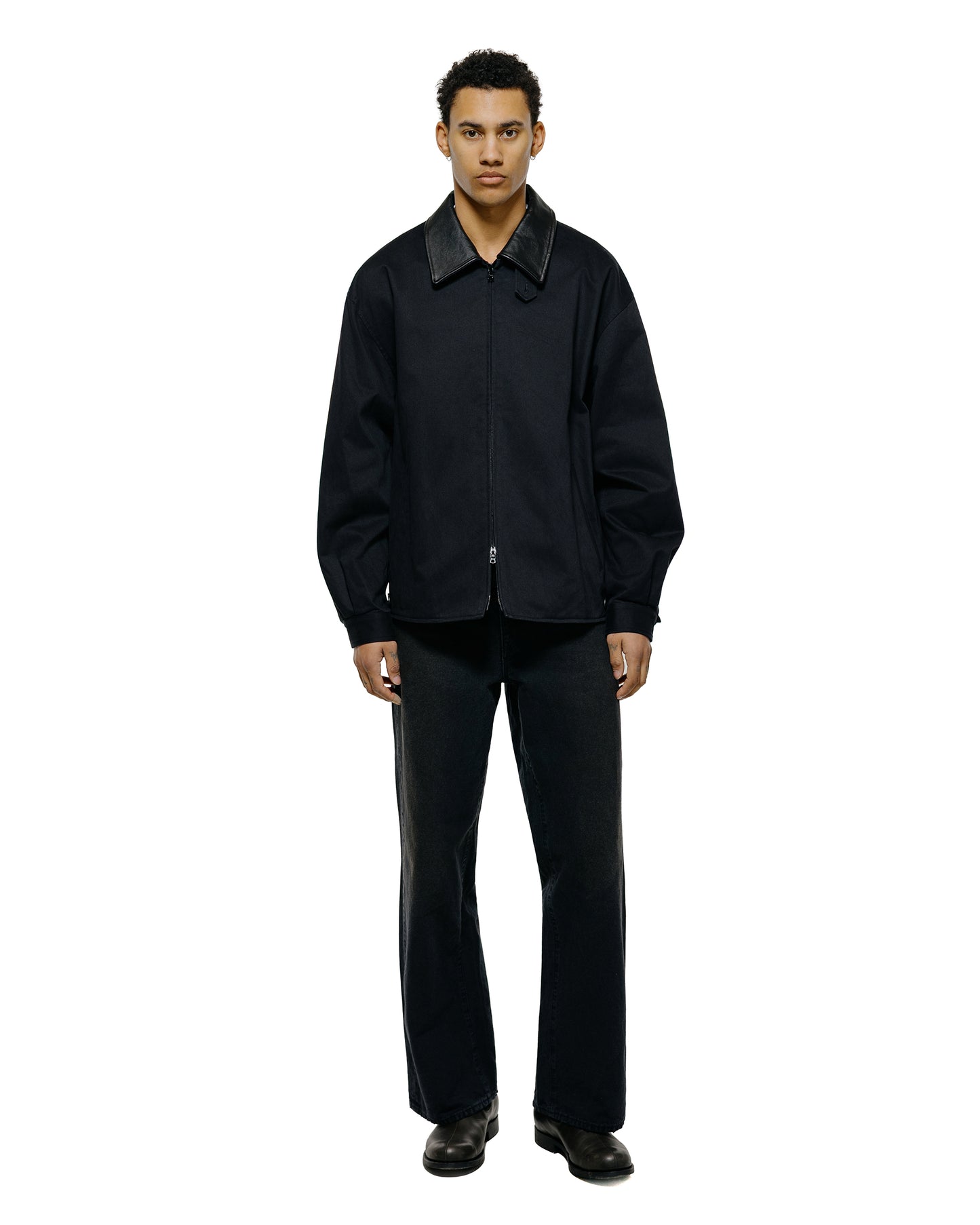 lost & found ssstein ssstein Sulfur Dyed Brushed Chino Zip Jacket Black