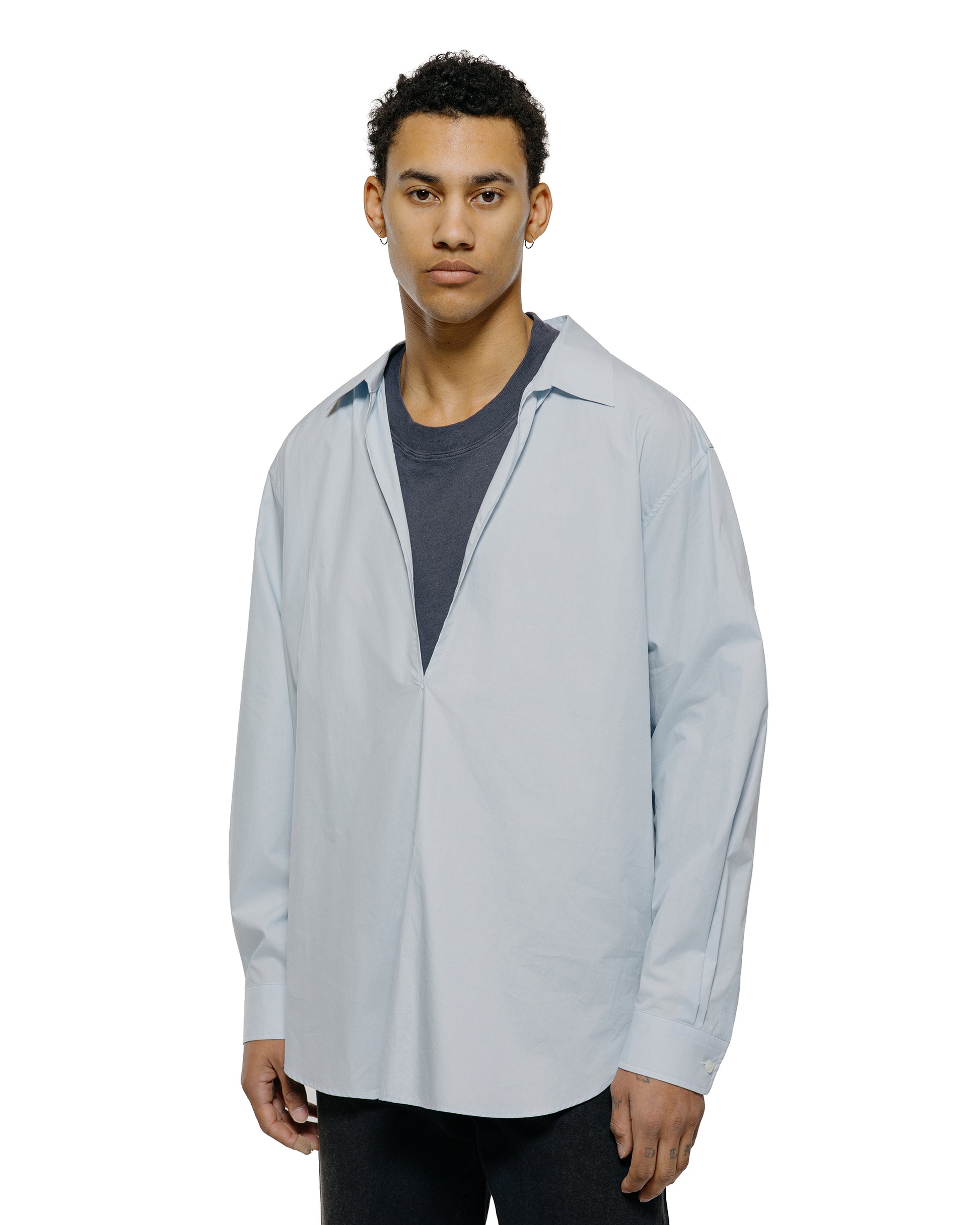 lost & found ssstein ssstein Suvin Cotton Oversized Skipper Shirt Off Blue