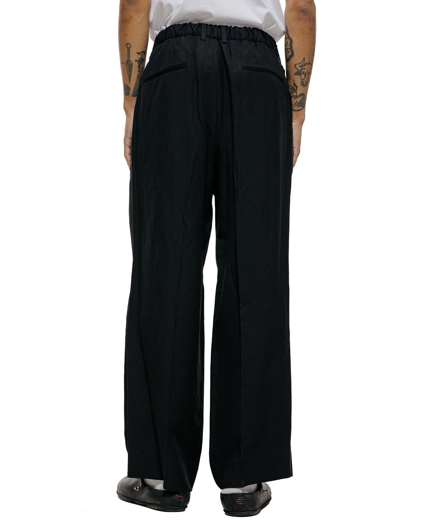 lost & found ssstein ssstein Viscose/Linen/Rayon Twill Easy Long Wide Trousers Black