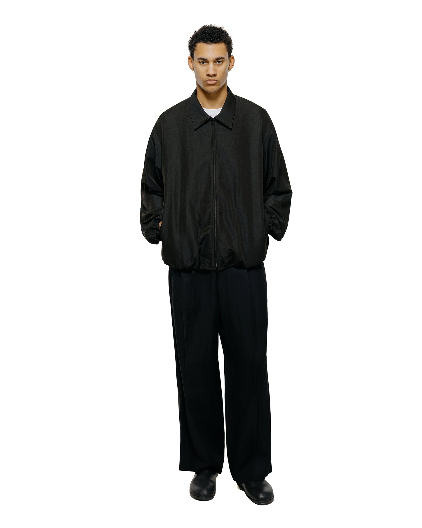 lost & found ssstein ssstein Viscose/Linen/Rayon Twill Easy Long Wide Trousers Black