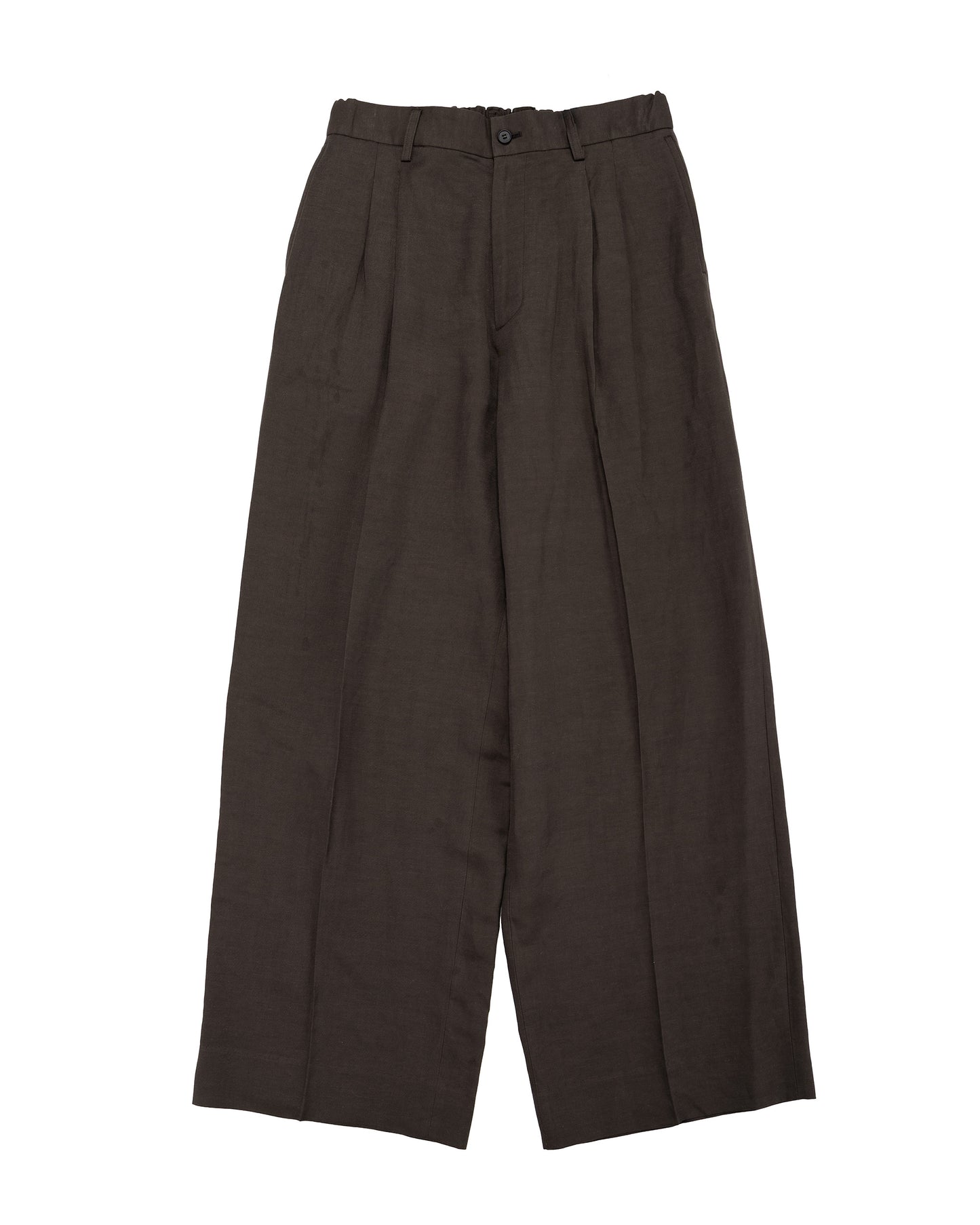 lost & found ssstein ssstein Viscose/Linen/Rayon Twill Easy Long Wide Trousers Khaki Brown