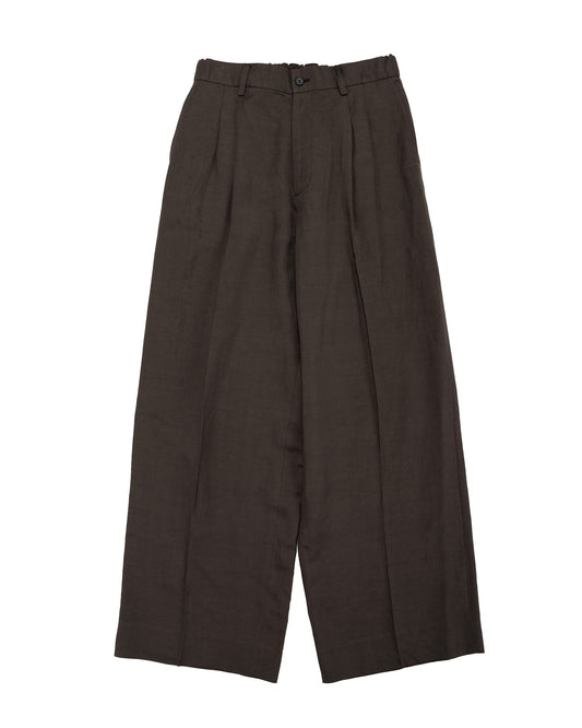 lost & found ssstein ssstein Viscose/Linen/Rayon Twill Easy Long Wide Trousers Khaki Brown