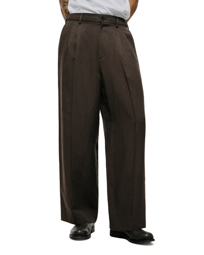 lost & found ssstein ssstein Viscose/Linen/Rayon Twill Easy Long Wide Trousers Khaki Brown