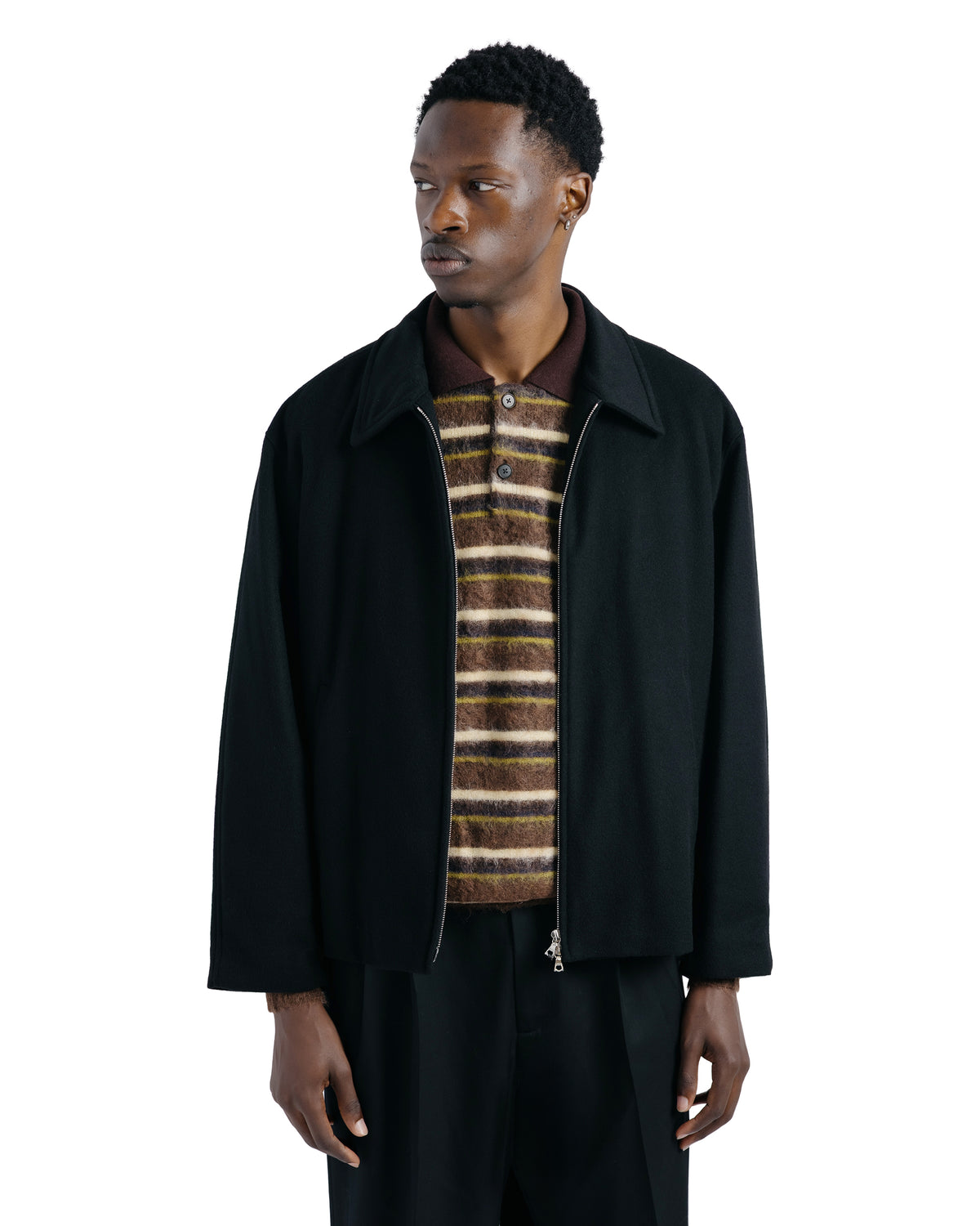 ssstein Wool Cashmere Zip Short Jacket Black