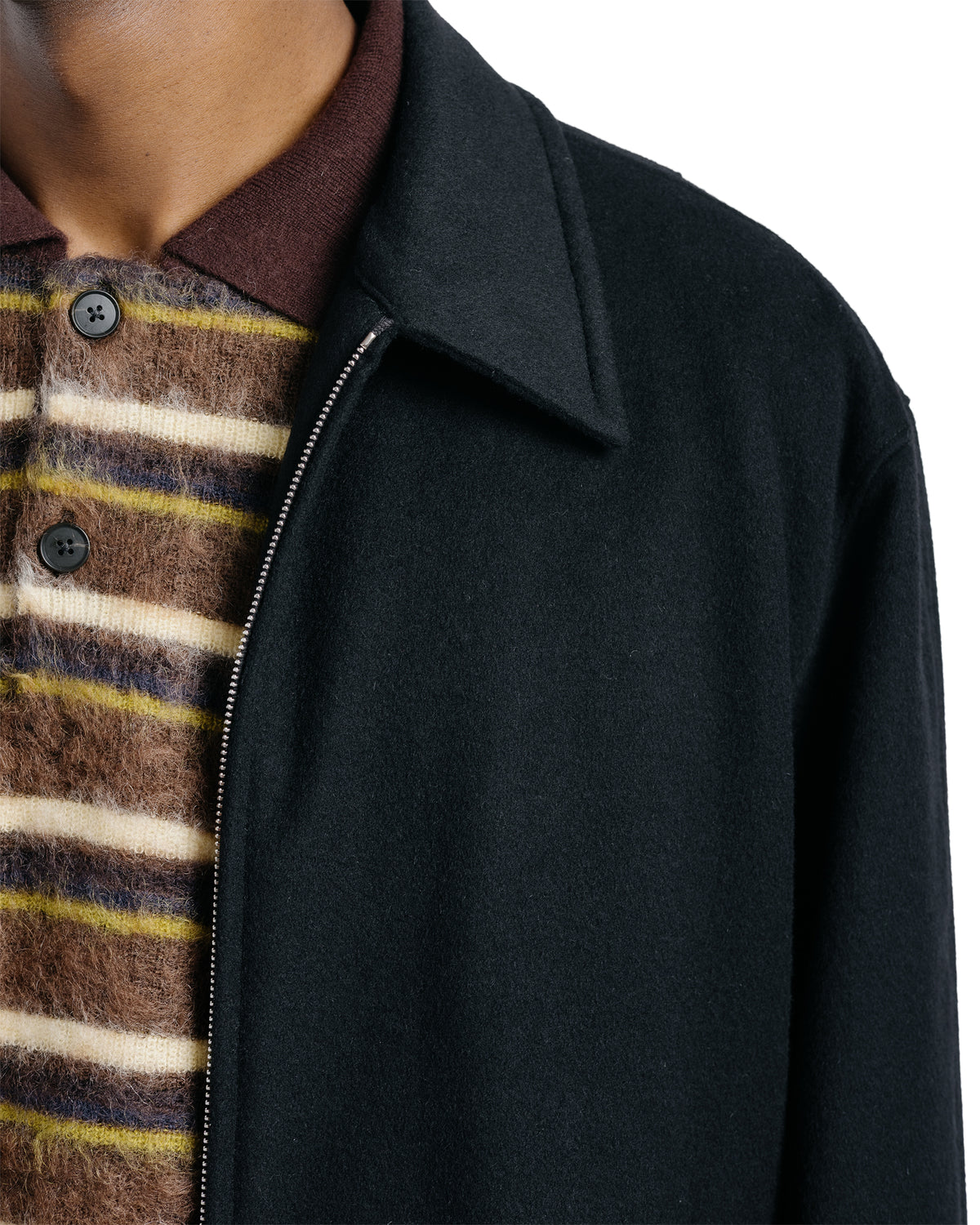 ssstein Wool Cashmere Zip Short Jacket Black